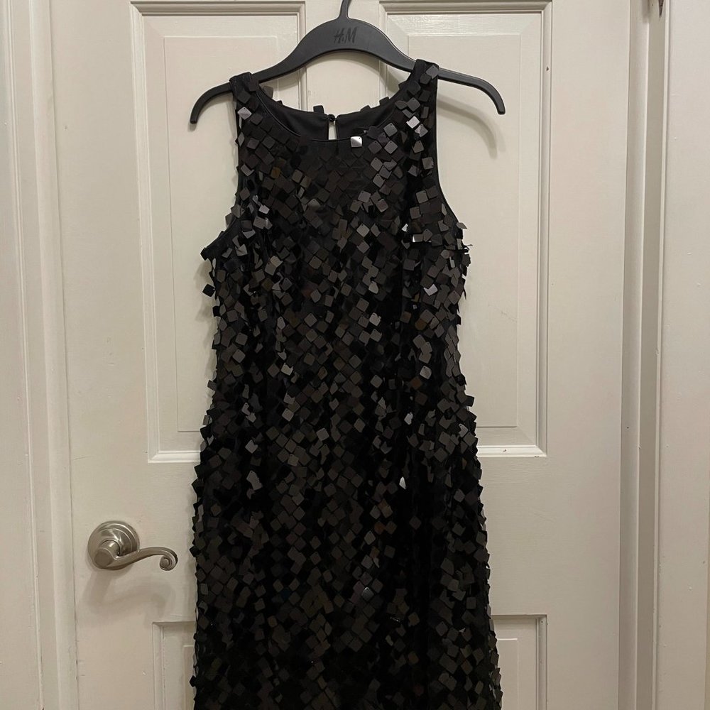 Black square-sequined cocktail dress, WHBM size 6